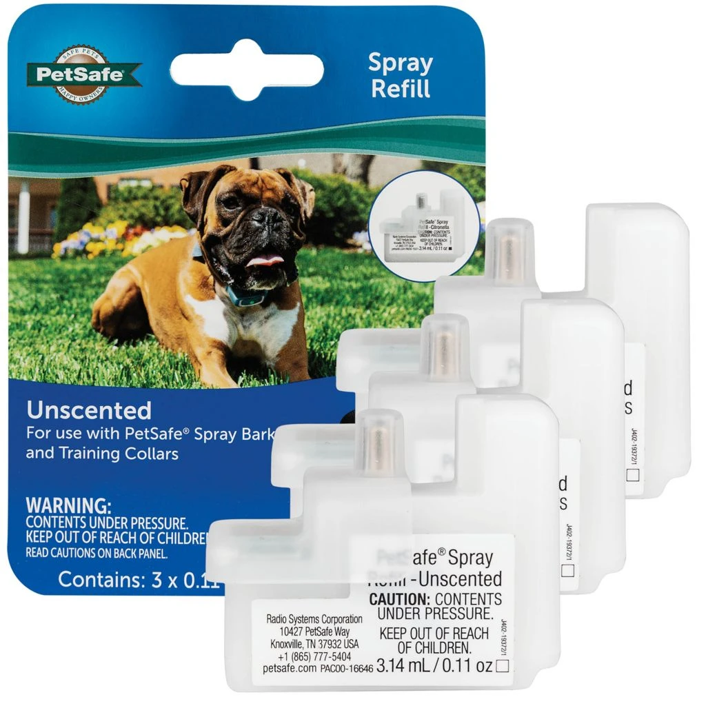 PetSafe Bark Control Dog Collar Spray Refill, Unscented Cartridges, 3 pk.